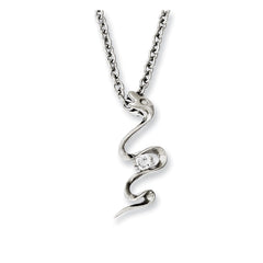 Sophia Stainless Steel Polished Necklace with CZ Swirl Pendant