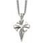 Chisel Stainless Steel Antiqued and Polished Dagger Cross Pendant on a 22 inch Curb Chain Necklace