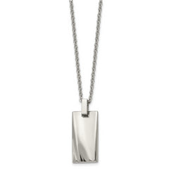 Sophia Jewelers Men's Polished Stainless Steel Concave Pendant Necklace