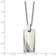 Sophia Jewelers Men's Polished Stainless Steel Concave Pendant Necklace