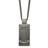 Stainless Steel Antiqued and Brushed Dog Tag 22in Necklace