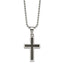 Chisel Stainless Steel Polished with Black Carbon Fiber Inlay Cross Pendant on a 22 inch Ball Chain Necklace - Sophia Jewelers