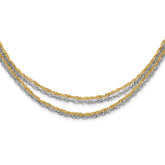Stainless Steel Polished & Yellow IP-plated Layered w/ 2in ext Necklace