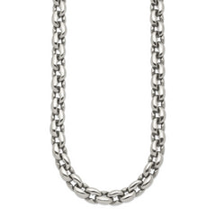 Sophia Jewelers Men's Polished Stainless Steel 24 Oval Link Necklace