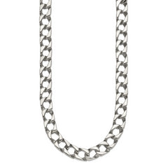 Sophia Jewelers Men's Polished Stainless Steel Curb Chain Necklace 24 Elegant Gift-Ready