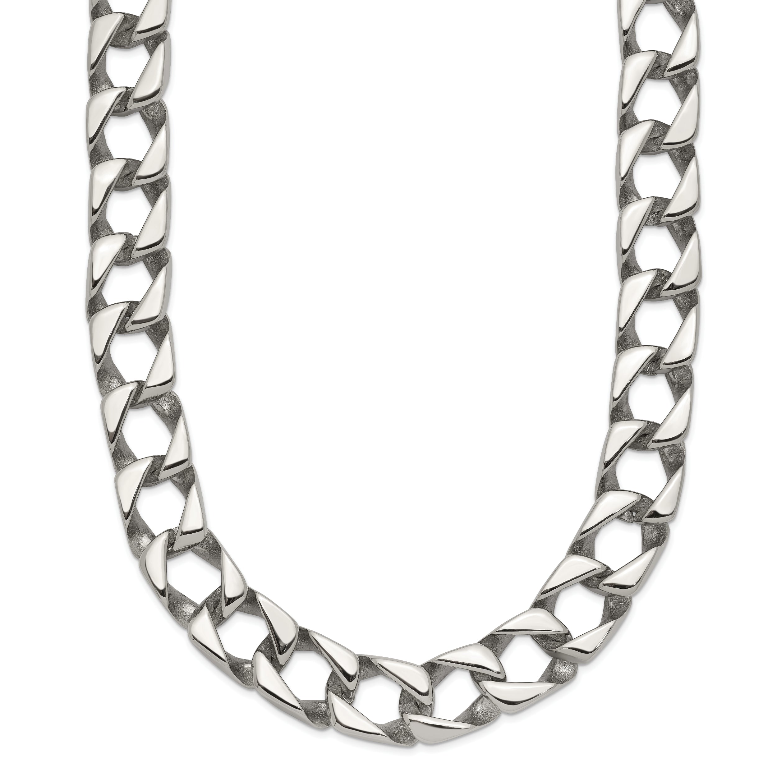 Chisel Stainless Steel Polished 24 inch Square Link Necklace