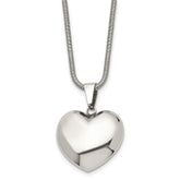 Stainless Steel Polished Hollow Puffed Heart 20in Necklace