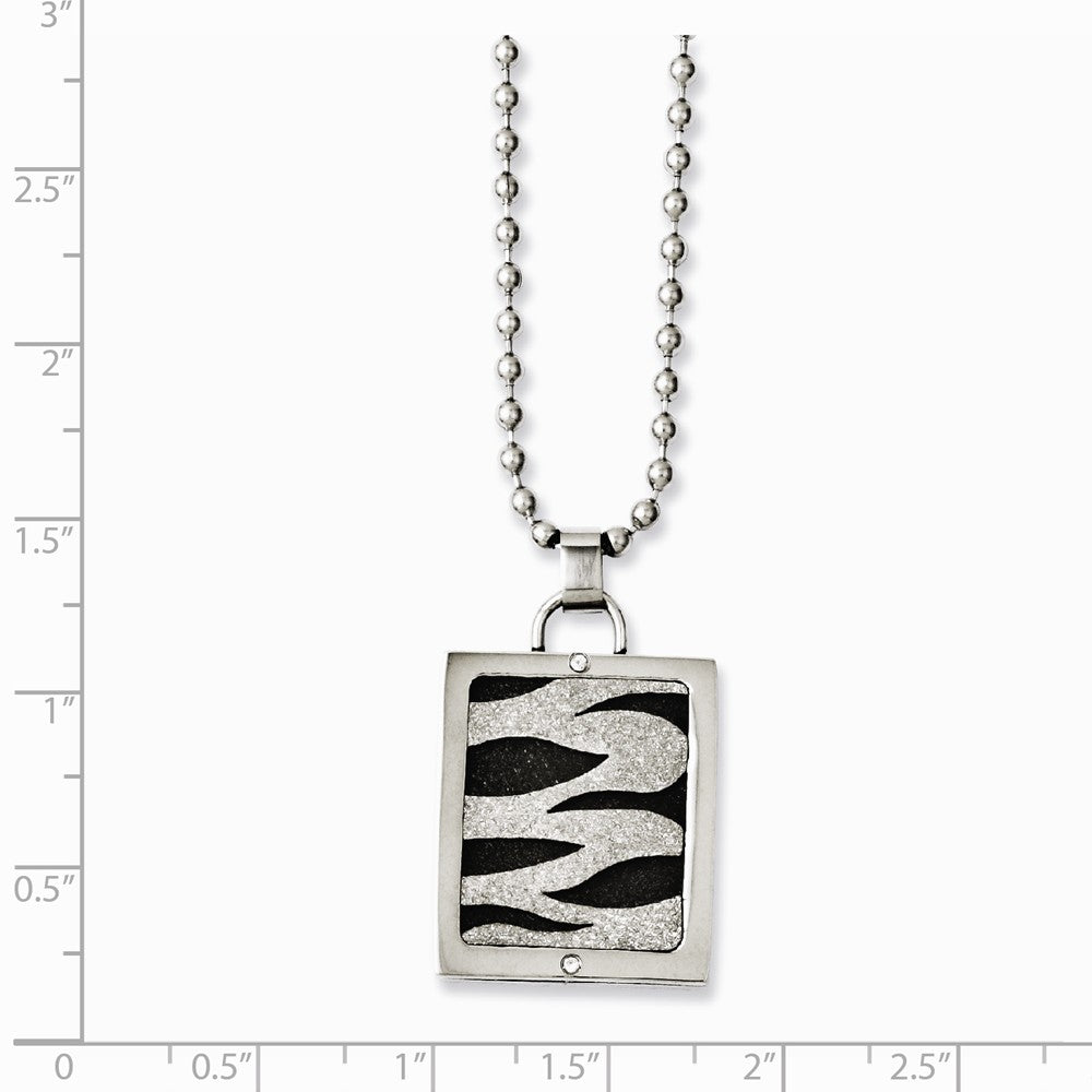 Stainless Steel Laser Cut & Black IP-plated 22in Dog Tag Necklace