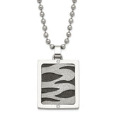 Stainless Steel & Black IP-plated Lasercut CZ Dog Tag Necklace