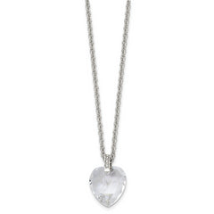 Sophia Jewelers Stainless Steel Crystal Heart Necklace with CZ Polished Elegance