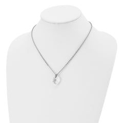 Sophia Jewelers Stainless Steel Crystal Heart Necklace with CZ Polished Elegance