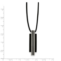 Sophia Jewelers Men's Polished Stainless Steel & Black IP-Plated Pendant Necklace