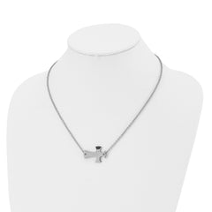 Sophia Jewelers Unisex Polished Stainless Steel Sideways Cross Necklace