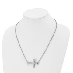 Stainless Steel Unisex Necklace with Polished Sideways Cross Pendant