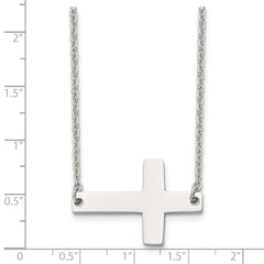 Chisel Stainless Steel Unisex Sideways Cross Necklace Polished Finish
