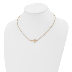 Sophia Jewelers Unisex Stainless Steel Gold-Tone Sideways Cross Necklace