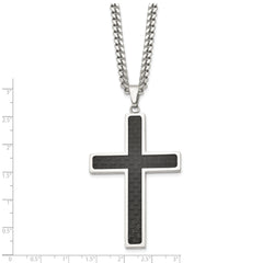 Sophia Jewelers Stainless Steel Cross Necklace with Black Inlay Engravable & Gift Ready