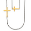 Stainless Steel Double Sideways Cross Layered 18in Necklace