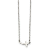 Chisel Stainless Steel Polished Sideways Cross on an 18 inch Cable Chain Necklace