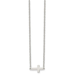 Sophia Jewelers Polished Stainless Steel Unisex Sideways Cross Necklace