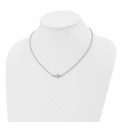 Sophia Jewelers Polished Stainless Steel Unisex Sideways Cross Necklace