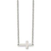 Chisel Stainless Steel Polished Sideways Cross on an 18 inch Cable Chain Necklace