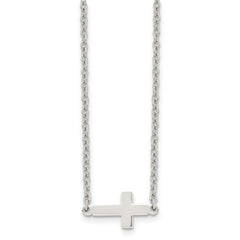 Chisel Stainless Steel Polished Sideways Cross on an 18 inch Cable Chain Necklace