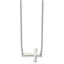 Chisel Stainless Steel Polished Sideways Cross on a 16 inch Cable Chain Necklace
