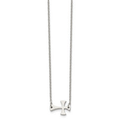 Sophia Jewelers Stainless Steel Polished Unisex Sideways Cross Necklace