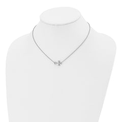 Sophia Jewelers Stainless Steel Polished Unisex Sideways Cross Necklace