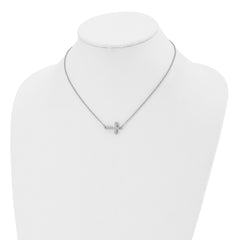 Unisex Polished Stainless Steel Sideways Cross Necklace Gift Ready