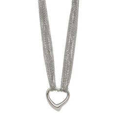 Chisel Stainless Steel Polished Heart on a 17 inch Cable Chain Multi Strand Necklace
