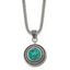 Stainless Steel Antiqued & Polished Imitation Turquoise w/2in ext Necklace