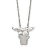 Stainless Steel Brushed Bull Head 20in Necklace