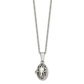 Chisel Stainless Steel Polished and Antiqued Oval Magnetic Prayer Box on an 18 inch Cable Chain Necklace