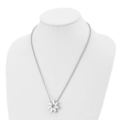 Chisel Stainless Steel Polished Sun Burst Pendant on a 22 inch Ball Chain Necklace