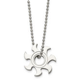 Chisel Stainless Steel Polished Sun Burst Pendant on a 22 inch Ball Chain Necklace