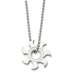Chisel Stainless Steel Polished Sun Burst Pendant on a 22 inch Ball Chain Necklace