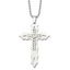 Chisel Stainless Steel Polished with Sterling Silver Inlay Cross Pendant on a 20 inch Ball Chain Necklace