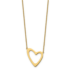 Stainless Steel Polished Yellow IP-plated Heart 17in w/2in ext. Necklace