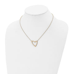 Stainless Steel Polished Yellow IP-plated Heart 17in w/2in ext. Necklace