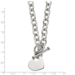 Chisel Stainless Steel Polished Heart Toggle on an 18 inch Open Link Chain Necklace
