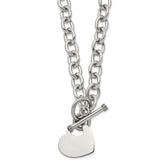 Chisel Stainless Steel Polished Heart Toggle on an 18 inch Open Link Chain Necklace