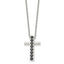 Stainless Steel Polished w/Black CZ Cross 22in Necklace
