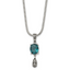 Blue Glass Necklace in Stainless Steel, Antiqued & Polished, 18.5 Inch - Sophia Jewelers