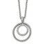 Stainless Steel Antiqued Polished & Textured w/CZ Circle 18in Necklace