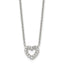 Chisel Stainless Steel Polished CZ Open Heart on an 18 inch Cable Chain Necklace