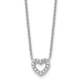Chisel Stainless Steel Polished CZ Open Heart on an 18 inch Cable Chain Necklace