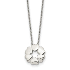 Stainless Steel Polished Circle of Hearts 18.5in Necklace