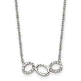 Stainless Steel Polished w/CZ Circles 18in Necklace